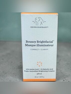 Drunk Elephant Bouncy Brightfacial Masque — White with Orange Accents